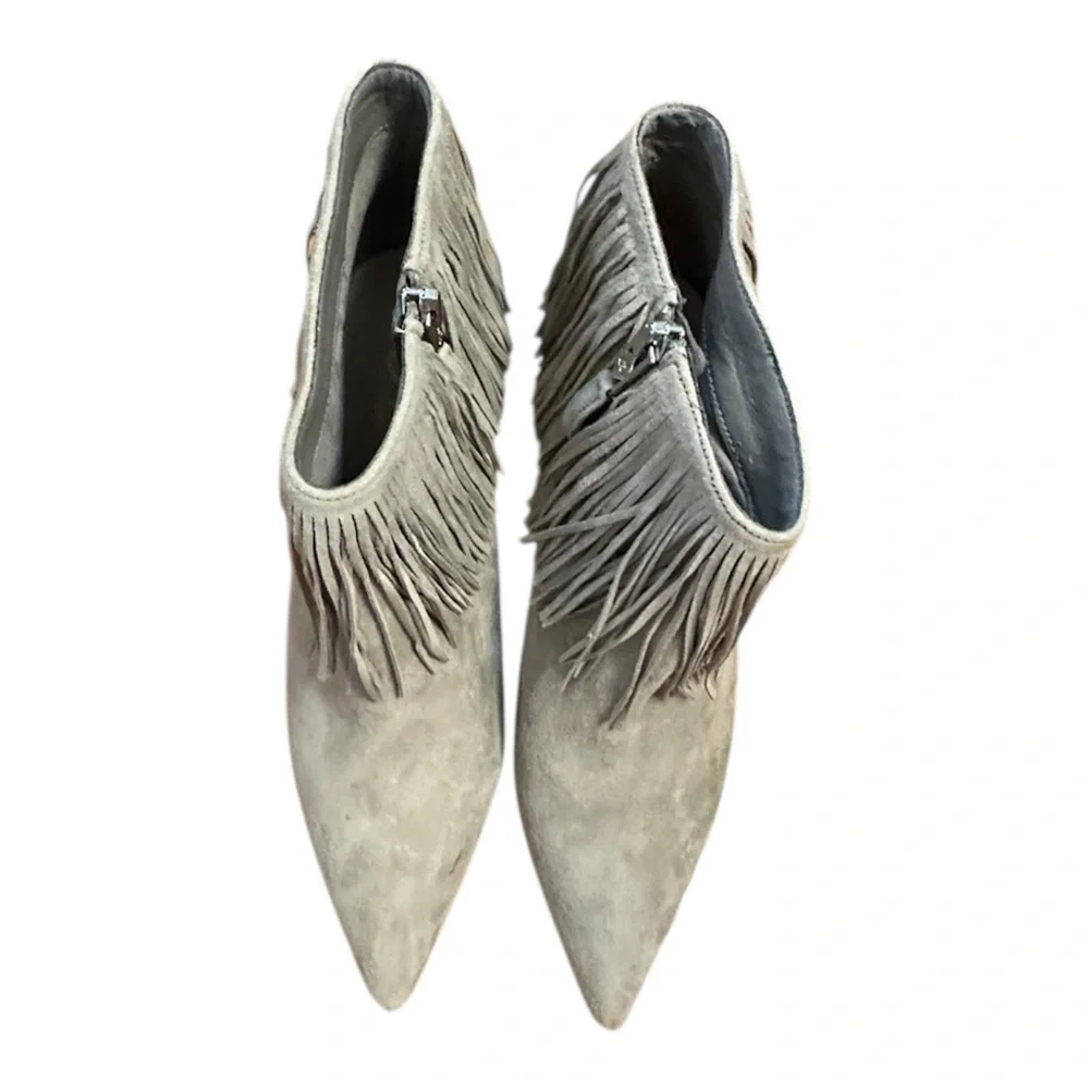 Sam Edelman, 8, Grey Suede Fringe Stiletto‎ Ankle Boots